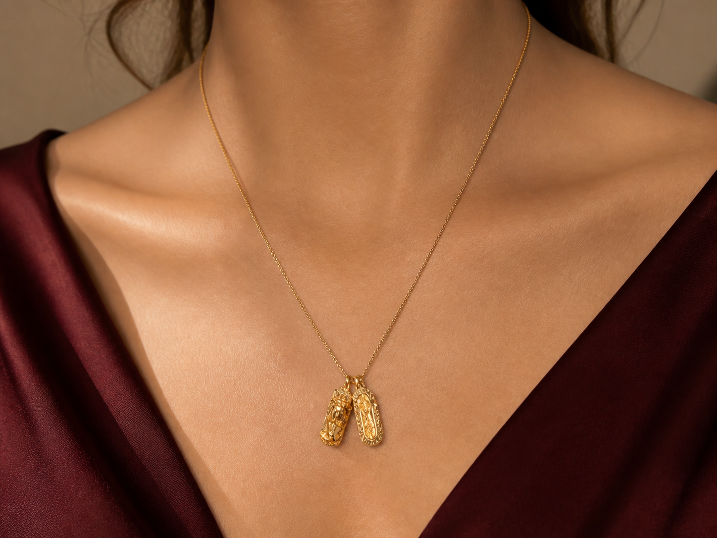 Pixiu Demon-Subduing Amulet Pendant worn view