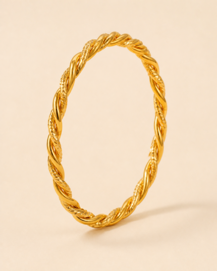 Marsa Twisted Bangle golden jewelry product view