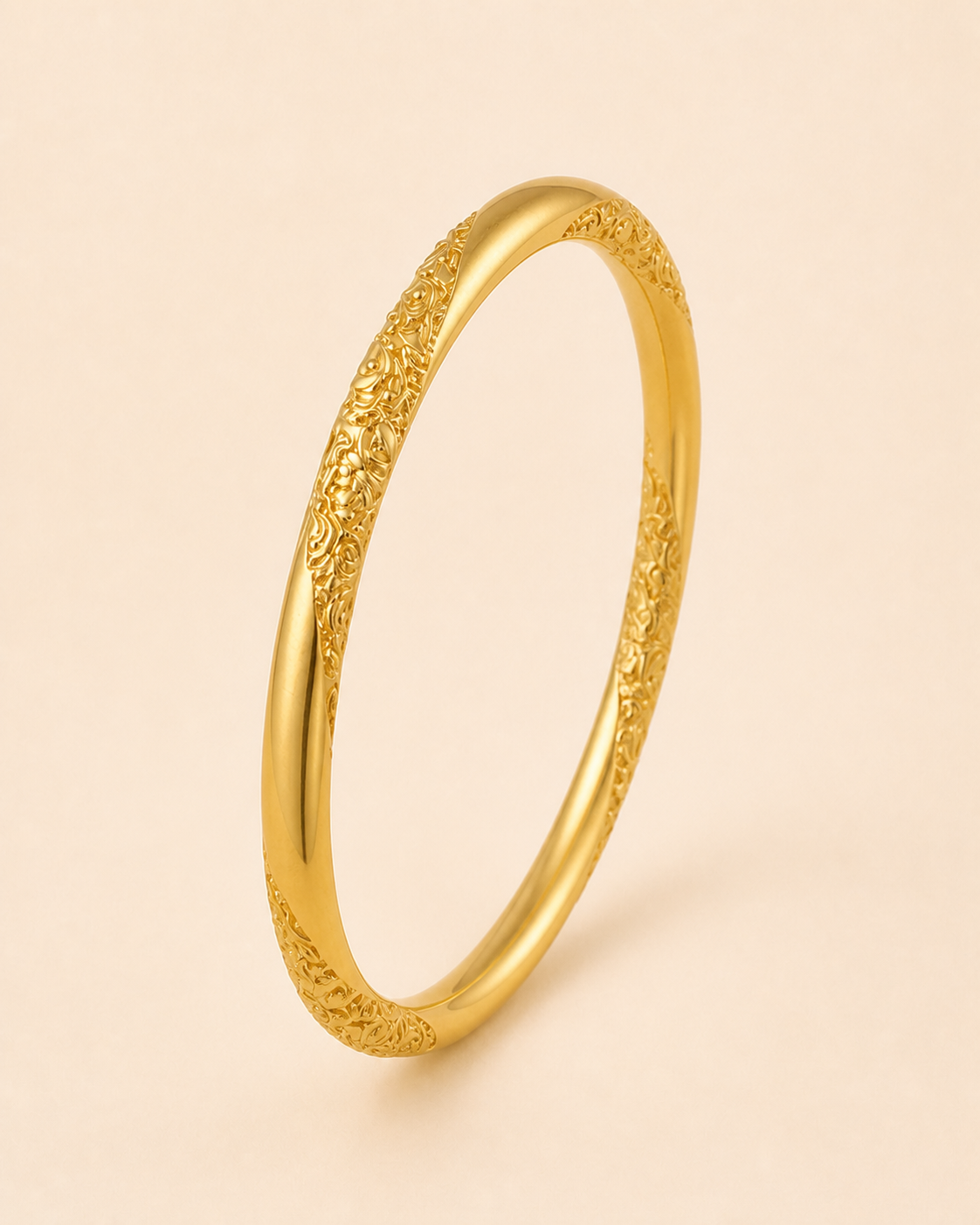 Yasmin Petal Bangle – Main product image Yasmin Petal Bangle golden jewelry product view