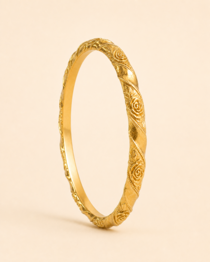 Warda Rose Relief Bangle golden jewelry product view