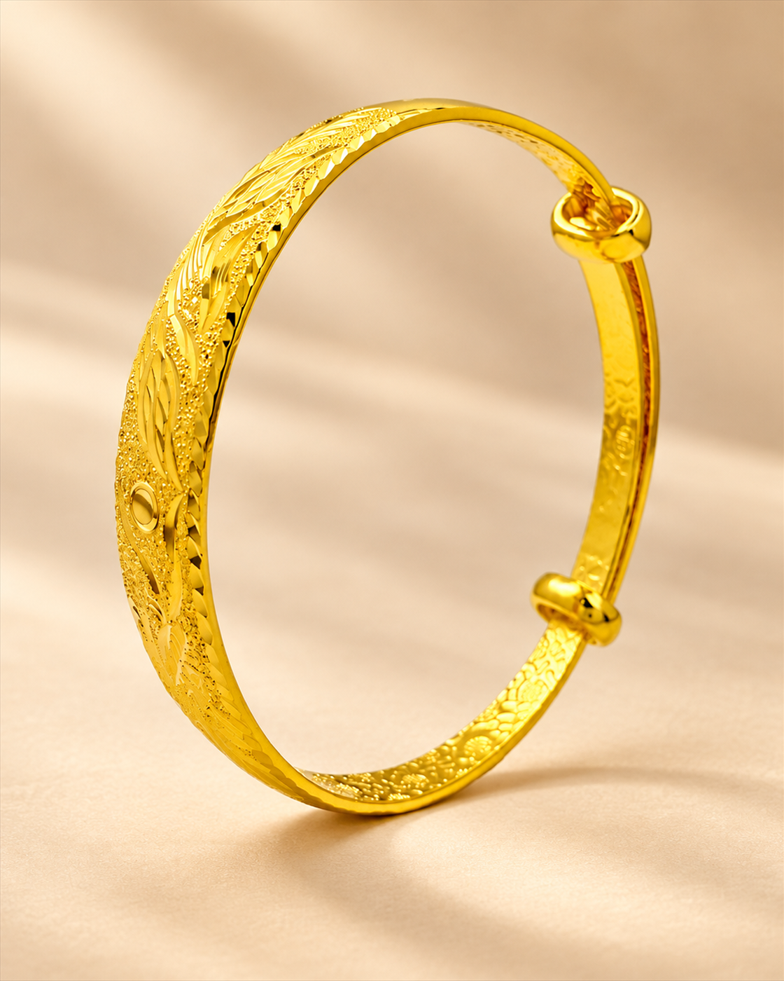 01-main Dragon-Phoenix Studded Sliding Bangle - Image 1